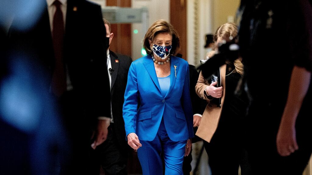 House Speaker Nancy Pelosi told reporters on Tuesday she hoped there could be a bipartisan solution to the debt ceiling issue. Photograph: Stefani Reynolds/The New York Times