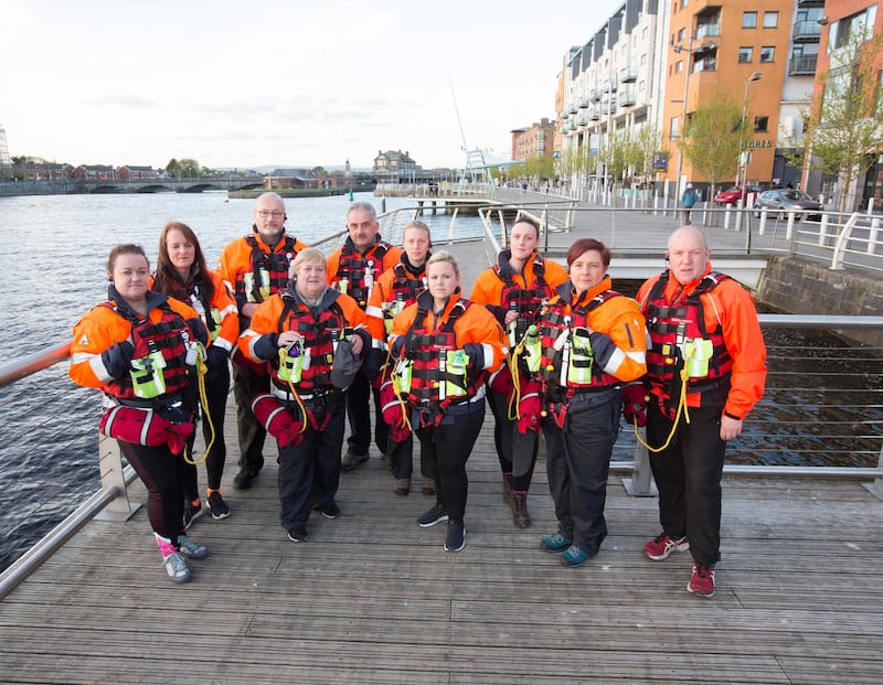 Limerick Suicide Watch volunteers about to patrol the river and canals around Limerick. Louise Reilly, Michele Hill, Tom Sheahan, Joan Forde, Colm O'Byrne, Kate Flynn, Stacey Markham, Kaoife McElligott, Niamh Doyle and Christy Keyes. Photograph Liam Burke/Press 22