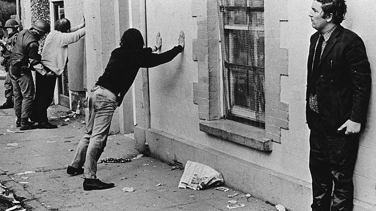 John Hume after being soaked by water cannon in Derry in 1971 after a civil rights march. Photograph: Pacemaker