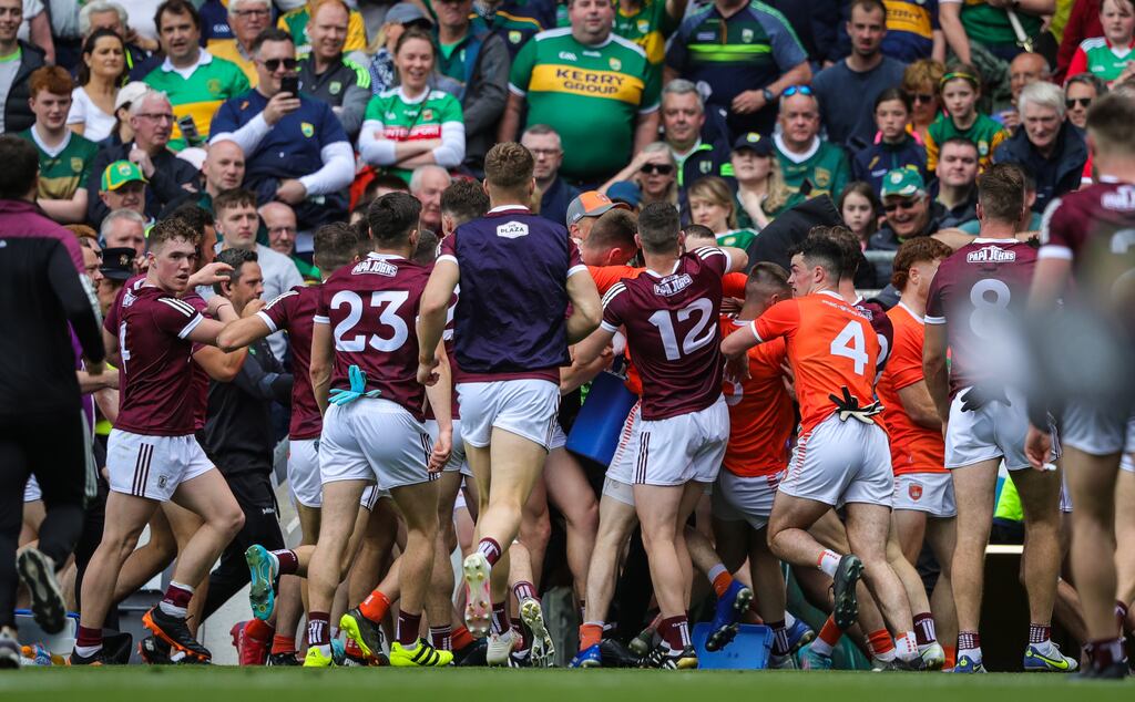 The melee after normal time in Galway and Armagh's All-Ireland quarter-final. Photograph: Evan Treacy/Inpho