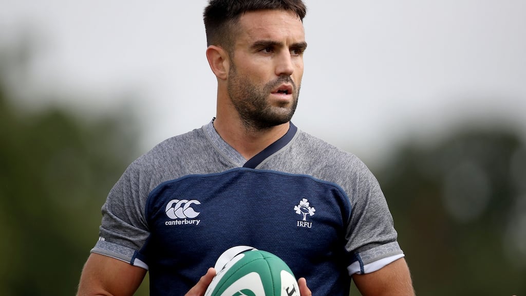Scrumhalf Conor Murray, who will compete in his third World Cup tournament, during training at Carton House, Co Kildare. Photograph: Dan Sheridan/Inpho