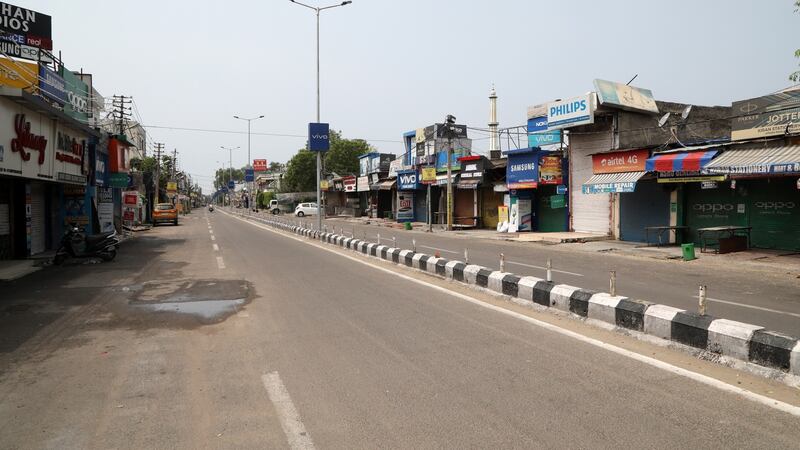 A closed market during a weekend lockdown in Jammu, India, on July 25th. Photograph: Jaipal Singh/EPA