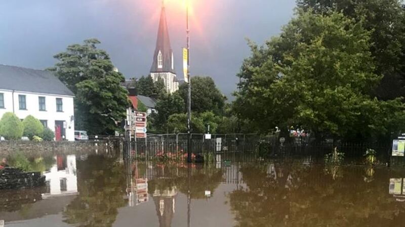 Flooding in Kenmare, Co Kerry this morning after heavy rain. Photograph : Kerry County Council