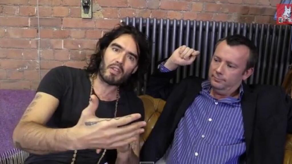 British comic Russell Brand has urged Irish people to take the day off work on Wednesday to join the protest against water charges. Image: YouTube