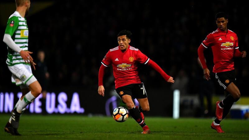 Alexis Sanchez during his Manchester United debut against Yeovil. Photograph: Dan Mullan/Getty