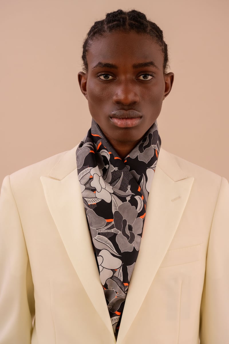 Graphic animal silk twill scarf €259, Tidings by Niamh Gillespie