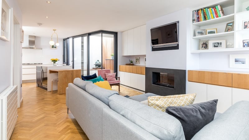 The sitting area of the open-plan living room