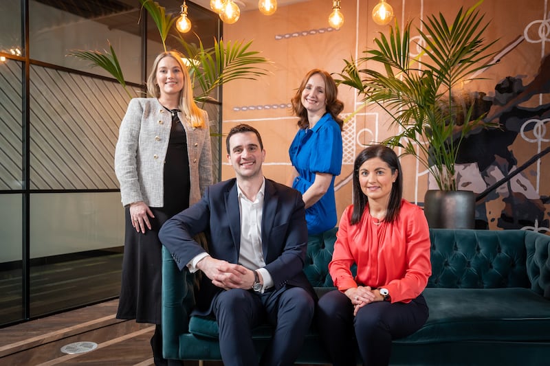 Deloitte’s Sustainability team includes broad expertise, from climate scientists to reporting specialists. Pictured is Hollie Keating and Aoife Connaughton, rear, with Marc Aboud and Orla Dunbar, seated