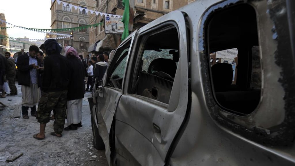 Five bombs exploded on Tuesday in Sanaa’s old quarter, where many supporters of the Shia Muslim Houthi group live. Photographs: EPA/Yahya Arhab