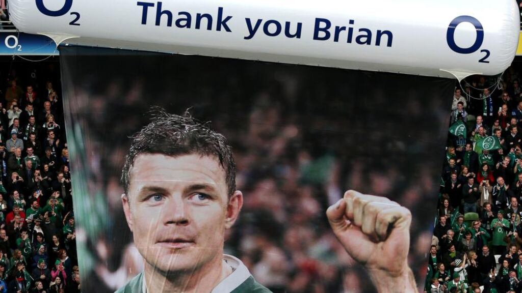 Last Saturday’s occasion at the Aviva stadium was at once hugely gratifying and mildly embarrassing for Brian O’Driscoll and nobody can accuse the IRFU of allowing the occasion to slide by unnoticed. Photograph: Inpho