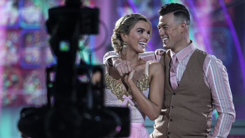 Former Miss Universe Ireland Grainne Gallanagh and Pro Dancer Kai Widdrington pictured during the live show of Dancing with the stars.Photo Credit: Kyran O’Brien