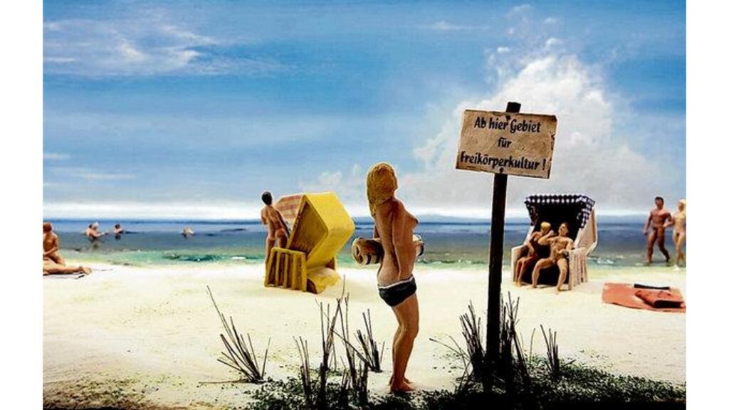 BEACH BUMS East Germans stripped off as a protest. Diorama courtesy DDR Museum