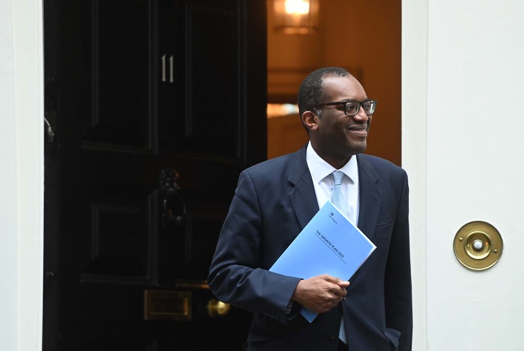 Britain's Chancellor of the Exchequer, Kwasi Kwarteng departs 11 Downing Street ahead of the mini-budget on Friday