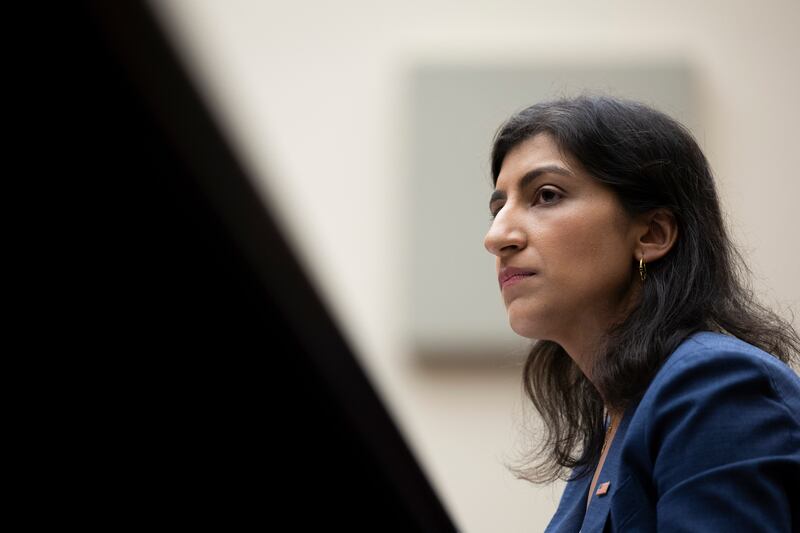 Lina Khan, chair of the Federal Trade Commission, testifying before the House of Representatives judiciary committee in July 2023. Photograph: Tom Brenner/New York Times