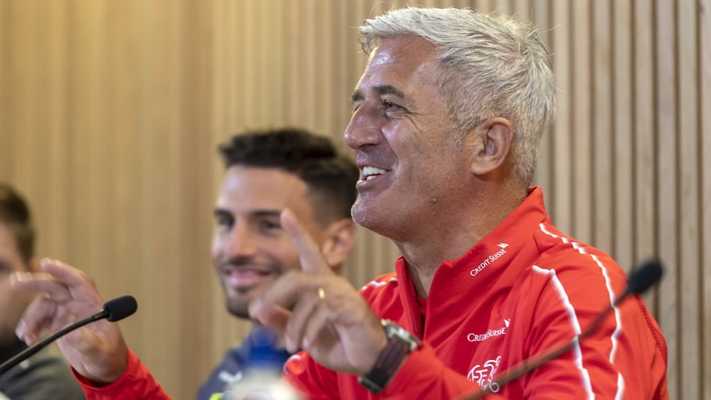 Switzerland’s head coach Vladimir Petkovic at a press conference at the Aviva stadium ahead of Thursday’s Euro 2020 qualifier against the Republic of Ireland. Photograph: Georgios Kefalas/EPA