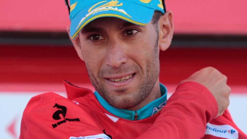 Vincenzo Nibali remains in the red leader’s at the Vuelta a Espana. Photograph: Miguel Vidal/Reuters