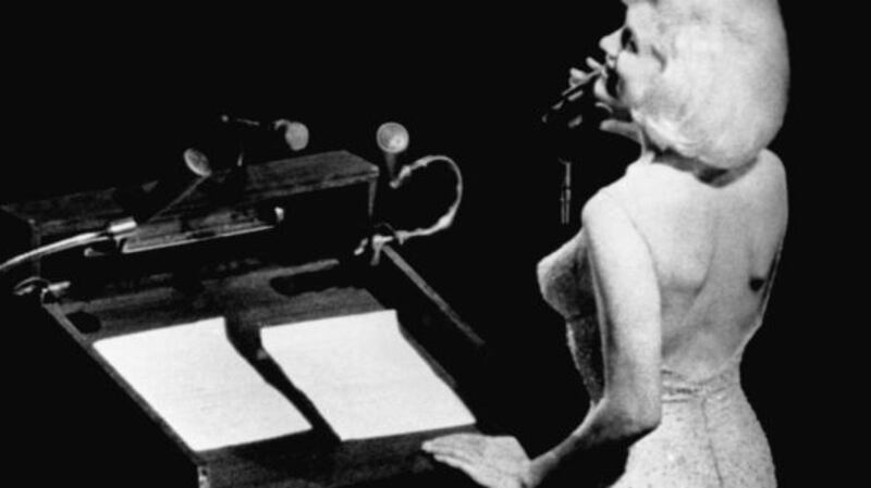 Actress Marilyn Monroe sings “Happy Birthday” to president John F Kennedy at Madison Square Garden, for his 45th birthday in 1962. Photograph: Bettmann/Getty