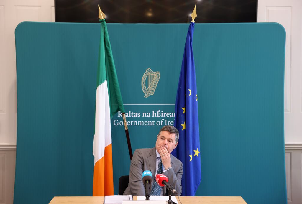 Decisions ahead: The Minister for Finance, Paschal Donohoe, speaking to the media following the publication of the Tax Strategy Group (TSG) papers.  
Photograph: Dara Mac Dónaill / The Irish Times
