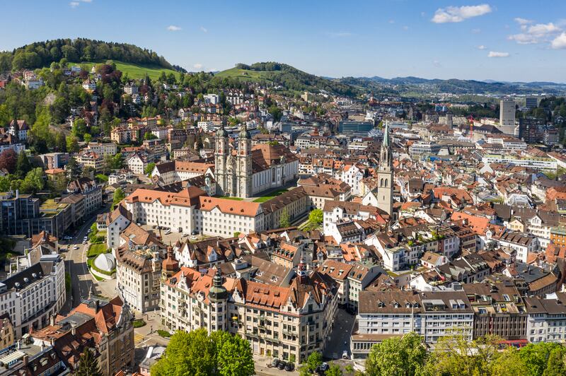 The Swiss city of Saint Gallen, with the Abbey of St Gall visible in the centre of the picture. Photograph: iStock