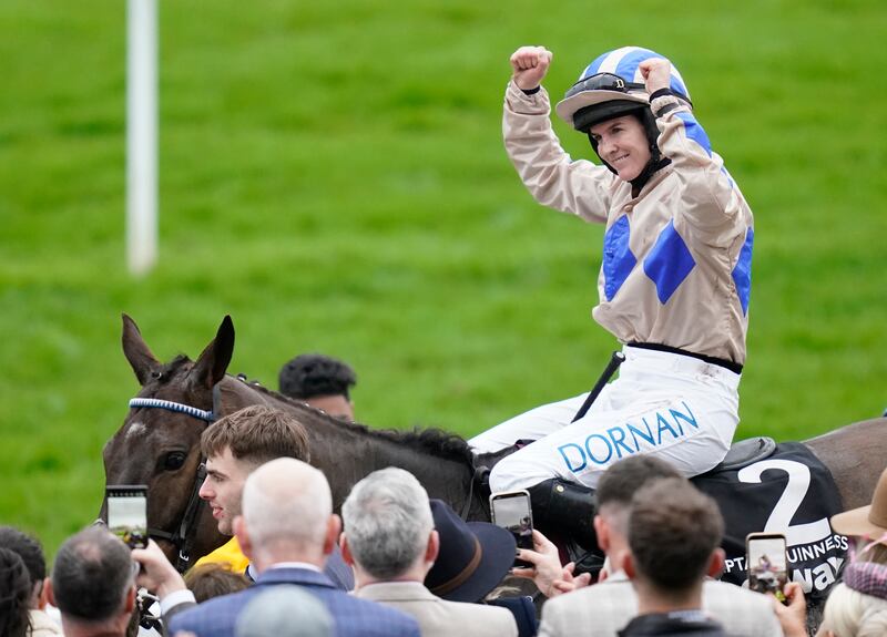 Rachael Blackmore aboard Captain Guinness after winning the Queen Mother Champion Chase on day two of the 2024 Cheltenham Festival. Photograph: Andrew Matthews/PA Wire
