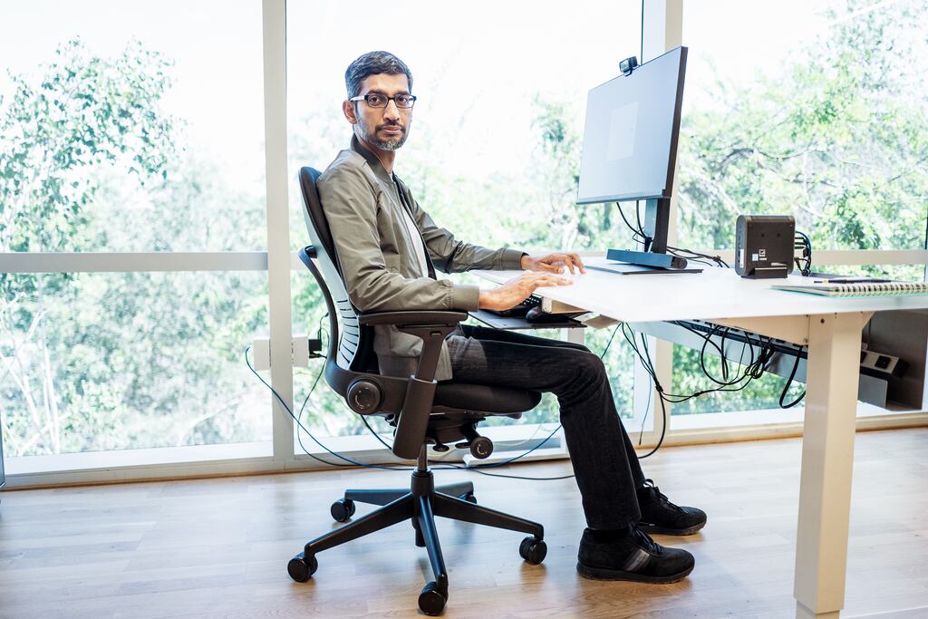 Google and Alphabet chief executive Sundar Pichai:  AI is opening up new opportunities that can significantly improve billions of lives.' Photograph: Max Whittaker/New York Times