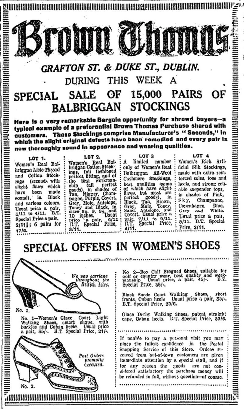 An Irish Times ad from the 1920s