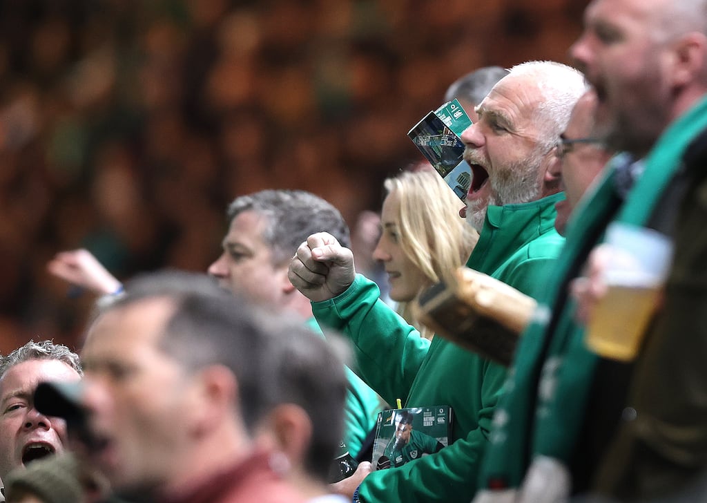 Lift-off: Fans feel the passion at the Ireland vs South Africa game at the Aviva Stadium on Saturday.  If only it could always be like that. Photograph: Bryan Keane/Inpho