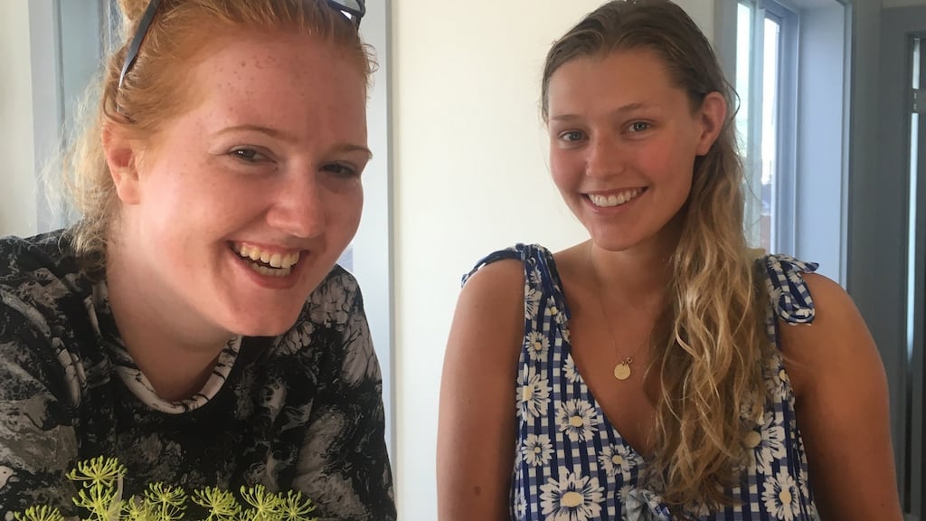 Emma Smith (left) and Adrienne Kelly working at Daunt’s Albatross Motel, Montauk