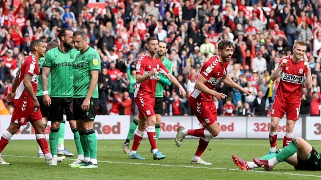 Matt Crooks celebrates scoring for Middlesbeough. Photograph: Nigel Roddis/Getty Images
