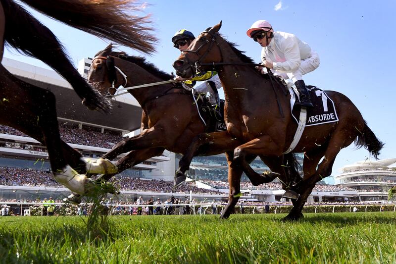 Jockey Zac Purton rides Absurde. Photograph: William West/AFP via Getty