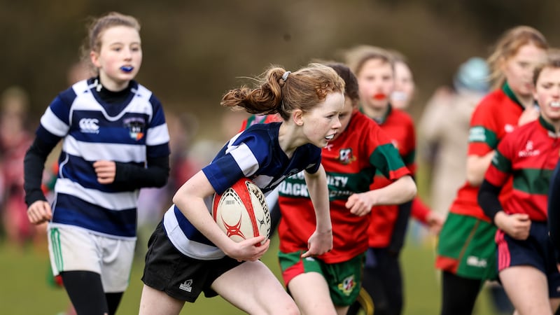 Action from the Minis Festival at Cill Dara rugby club in March. Photograph: Ben Brady/Inpho
