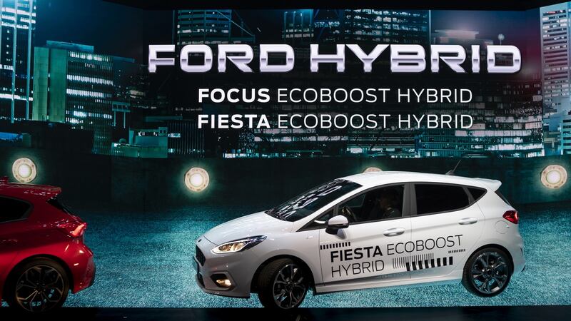 A Ford Fiesta Ecoboost hybrid on display at the Go Further event in Amsterdam