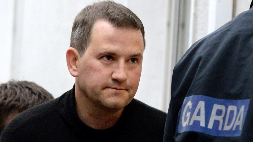 Graham Dwyer is escorted into court in Dun Laoghaire in November where he was charged with the murder of Elaine O’Hara. Photograph: Cyril Byrne/The Irish Times