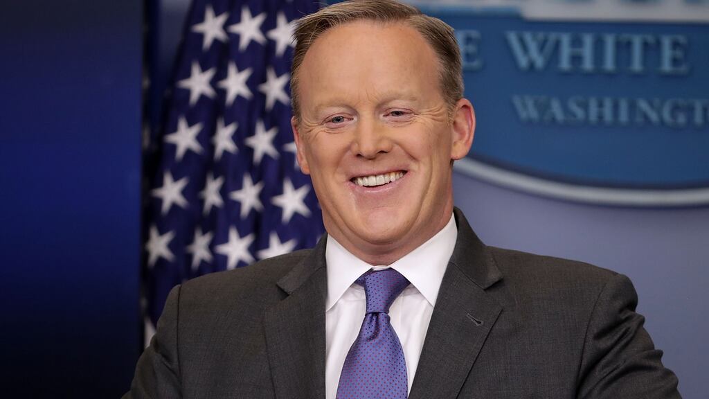 Sean Spicer: “Always interesting.” Photograph: Chip Somodevilla/Getty