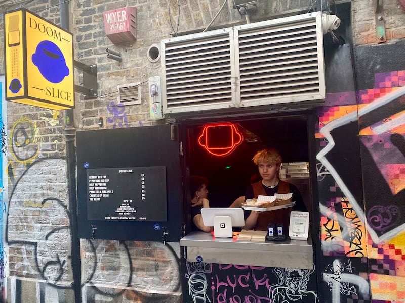 Doom Slice on Dame Lane, Dublin: takeaway or eat-in only. Photograph: Corinna Hardgrave