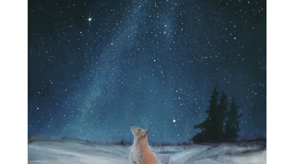 Detail from A Fox Observes the Milky Way on Winter Solstice Night, by illustrator Enagh Farrell.