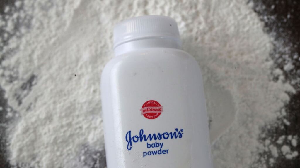 Johnson and Johnson baby talcum powder.