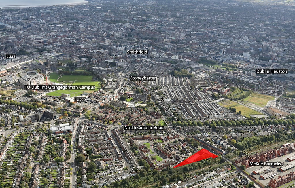 An aerial view of the site at Blackhorse Avenue, Dublin 7. Photograph: Tom Coakley