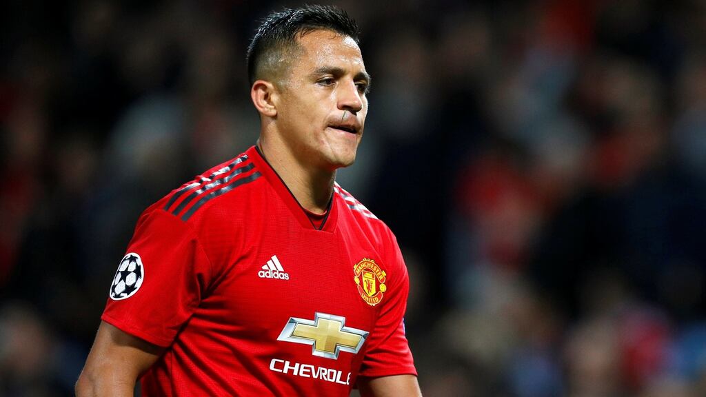 Manchester United’s Alexis Sanchez is likely to be out until January. Photograph: Phil Noble/Reuters