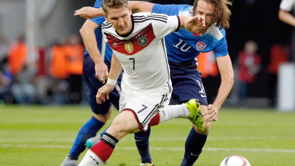 Germany’s Bastian Schweinsteiger says he wants to stay at Bayern Munich. Photograph: EPA