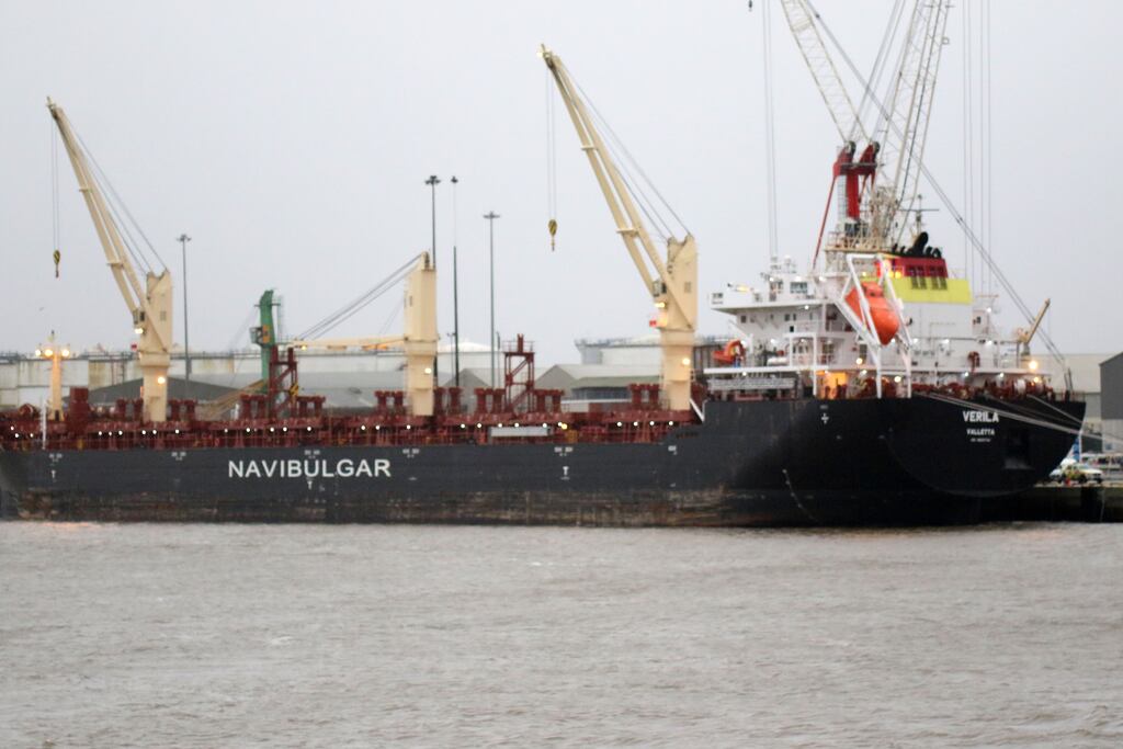 The bulk cargo vessel MV Verila in Foynes Port. Photograph: Brendan Gleeson