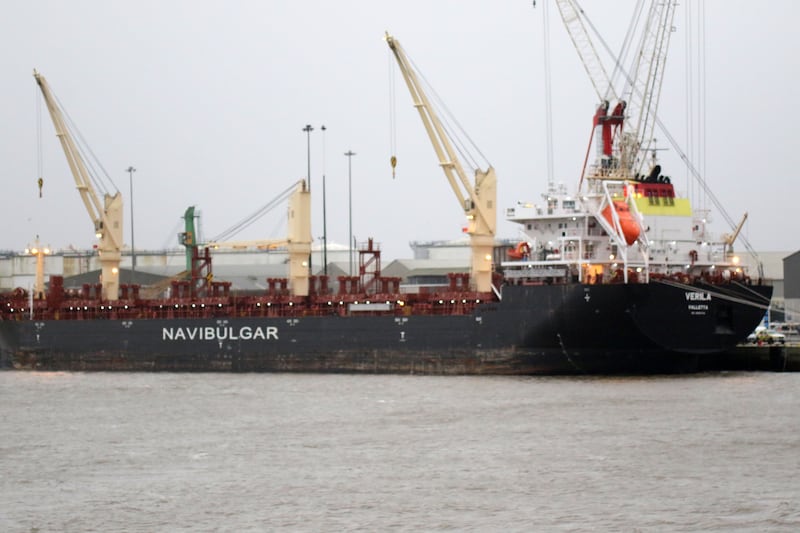 The MV Verila, pictured at Foynes Port on Wednesday. Photograph: Brendan Gleeson