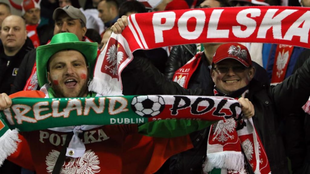 The Euro 2016 qualifying football match between Ireland and Poland at Aviva Stadium in Dublin on Sunday, which ended 1-1. Photograph: Paul Faith/AFP/Getty Images