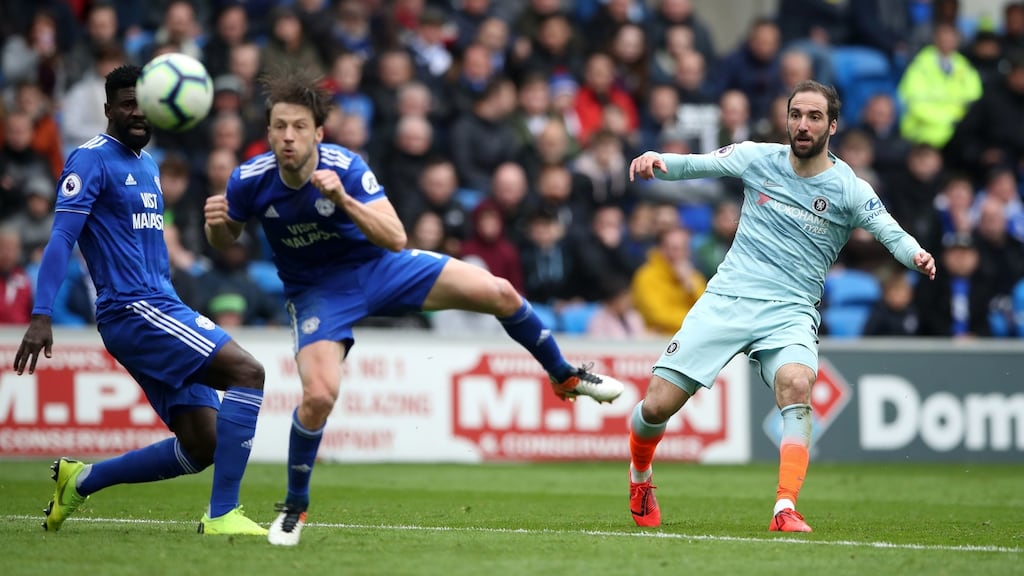 Chelsea’s Gonzalo Higuaín has scored just three goals in 11 appearances since moving on loan to the London club. Photograph: Getty Images