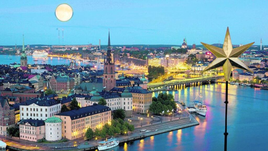 People have crossed Stockholm to attend a Sunday afternoon funeral.