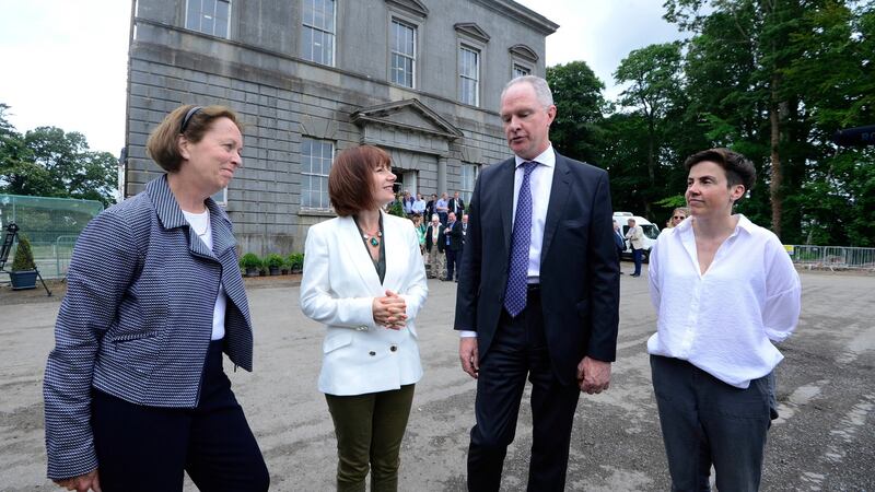 Alice Stanton, Minister for Heritage Josepha Madigan, Owen Brennan and Clíodhna Ní Lionáin, at Dowth Hall, Co Meath. Photograph: Cyril Byrne