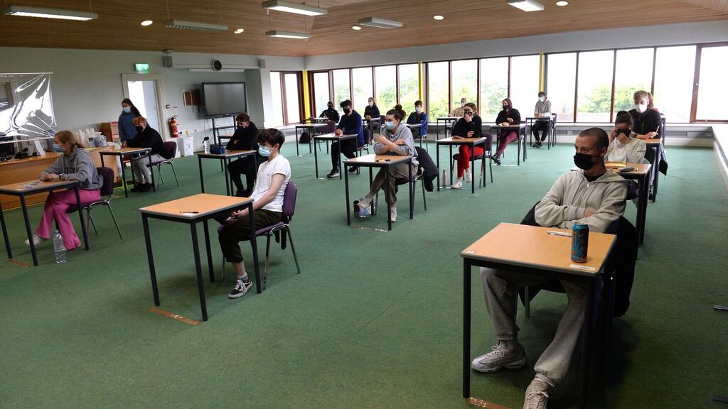 Leaving Cert students prepare for their first exam  at Sutton Park School, Sutton, Dublin. File photograph: Dara Mac Dónaill