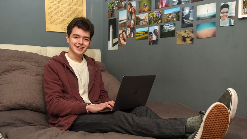 Adam Lambe, a Leaving Cert student from Monaghan town who’s had a positive experience during Covid . Photograph: Philip Fitzpatrick