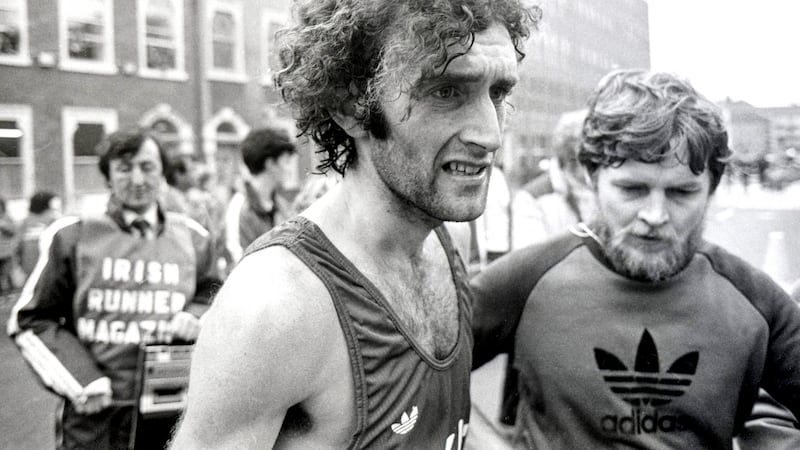 Jerry Kiernan after he won the Dublin City Marathon in 1982. Photograph: Billy Stickland/Inpho
