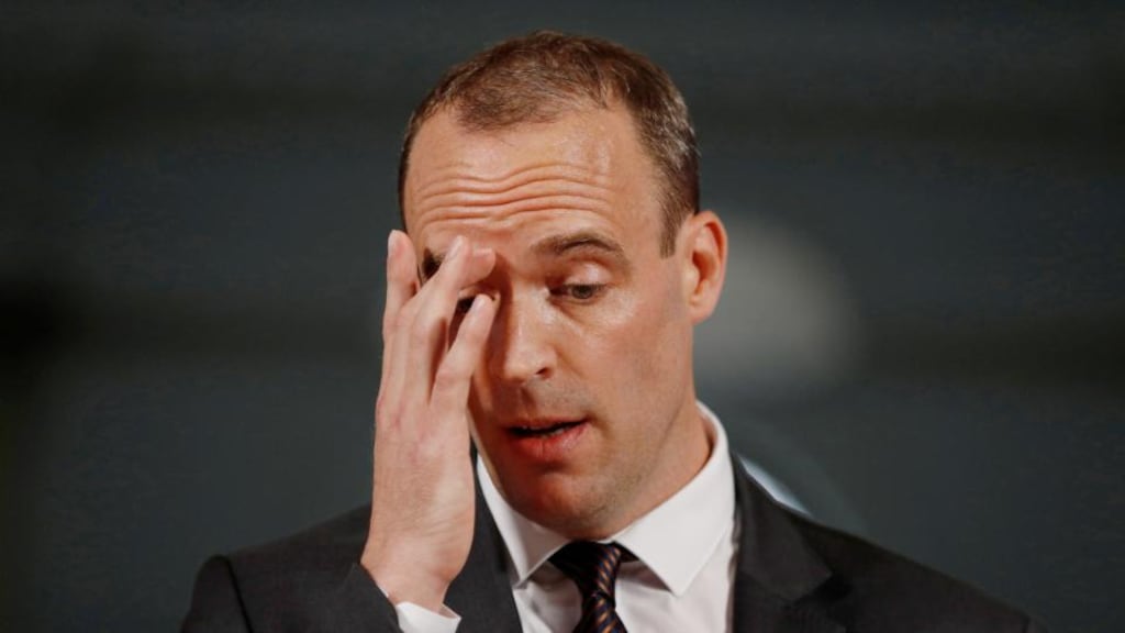 Brexit secretary: Dominic Raab makes a speech on Thursday outlining London’s plans for a no-deal Brexit. Photograph: Peter Nicholls/Pool/Getty